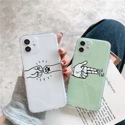 Funny Cat Dog Paw Print Soft TPU Case for IPhone 11 12 14 15 Pro MAX XS XR X 13 Mini 7 8 Plus SE2 Cartoon Line Clear Cover Coque