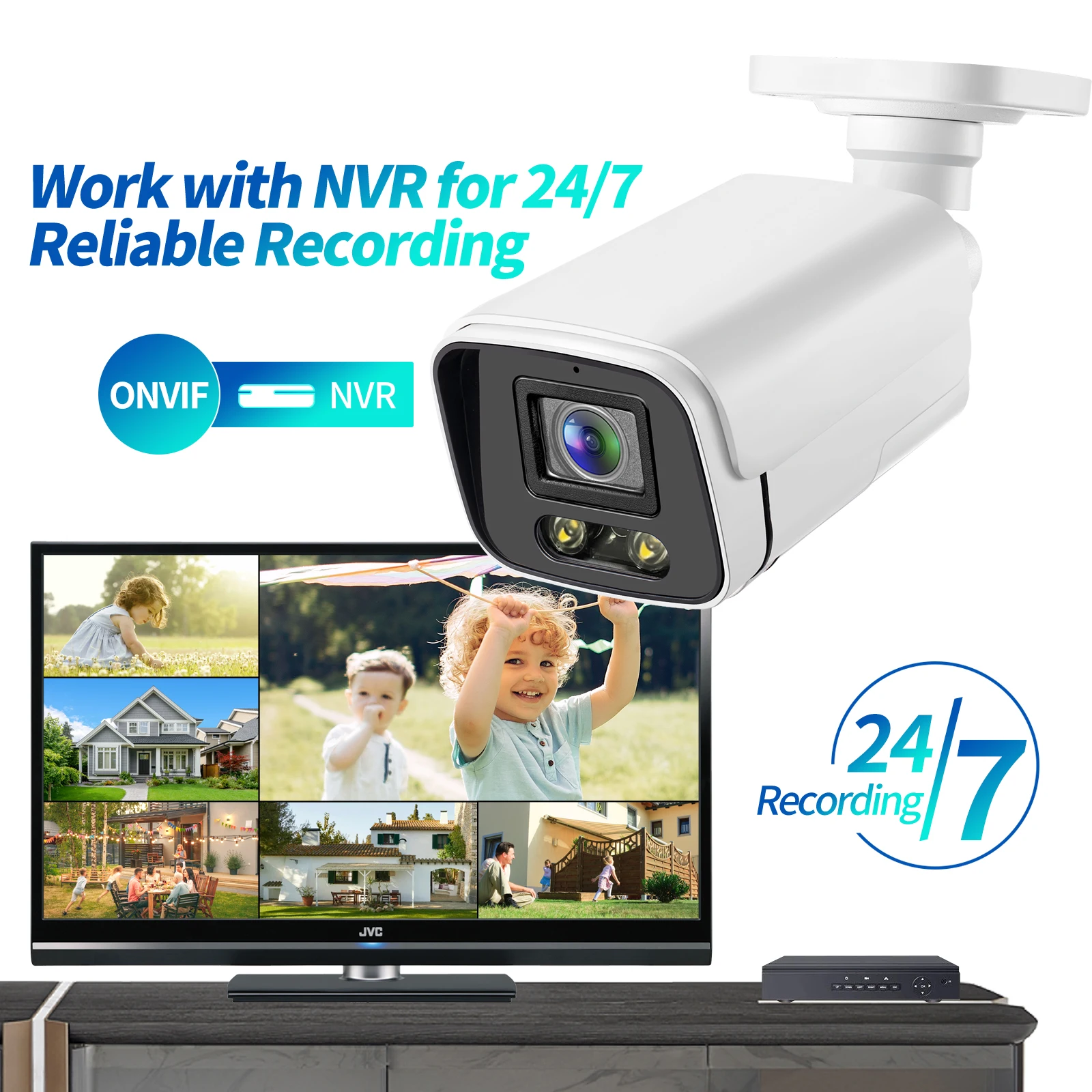 Gadinan CCTV Audio Outdoor 4K 8MP Ultra-Clear Ultimate Color Night Vision IP Camera Face Detectio POE Security Video Monitoring