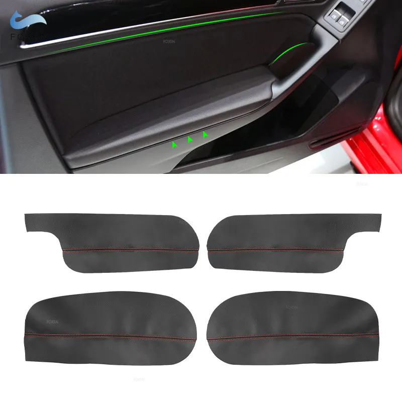 

Car Armrest Leather Cover For VW Golf 6 convertible 2010 2011 2012 2013 4pcs Interior Door Armrest Panel Cover Sticker Trim