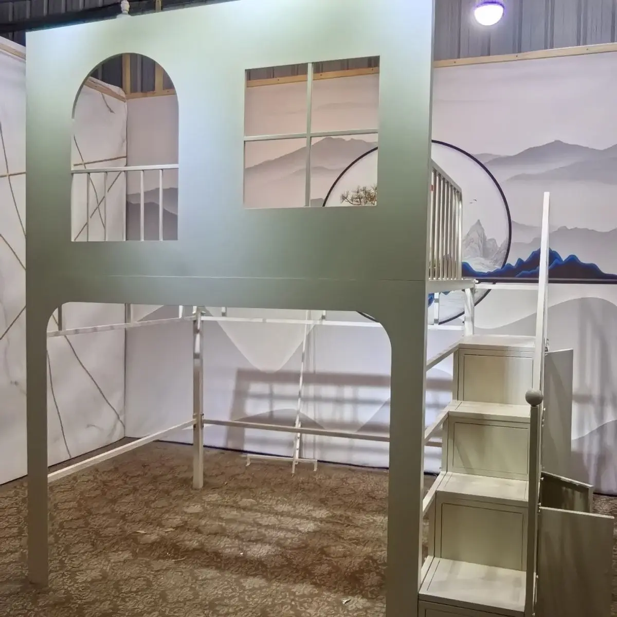 Wrought iron bed, elevated bed, tree house small apartment space-saving loft bed