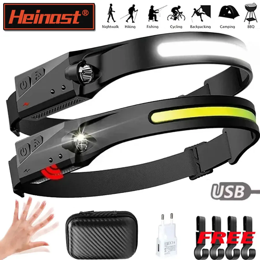 

Светодиодный сенсорный налобный фонарь для кемпинга, поисковый фонарь, USB перезаряжаемый мощный фонарь, передние фонари, фары для рыбалки