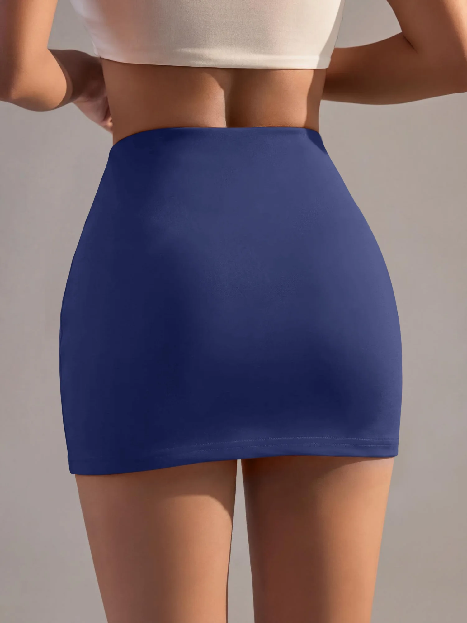 High-Rise-Slimming-Bodycon-Skort mit integrierten Sicherheitsshorts, nicht transparent, elastischer Bund, Alltags-Outfit für die Straße. – Detail 18
