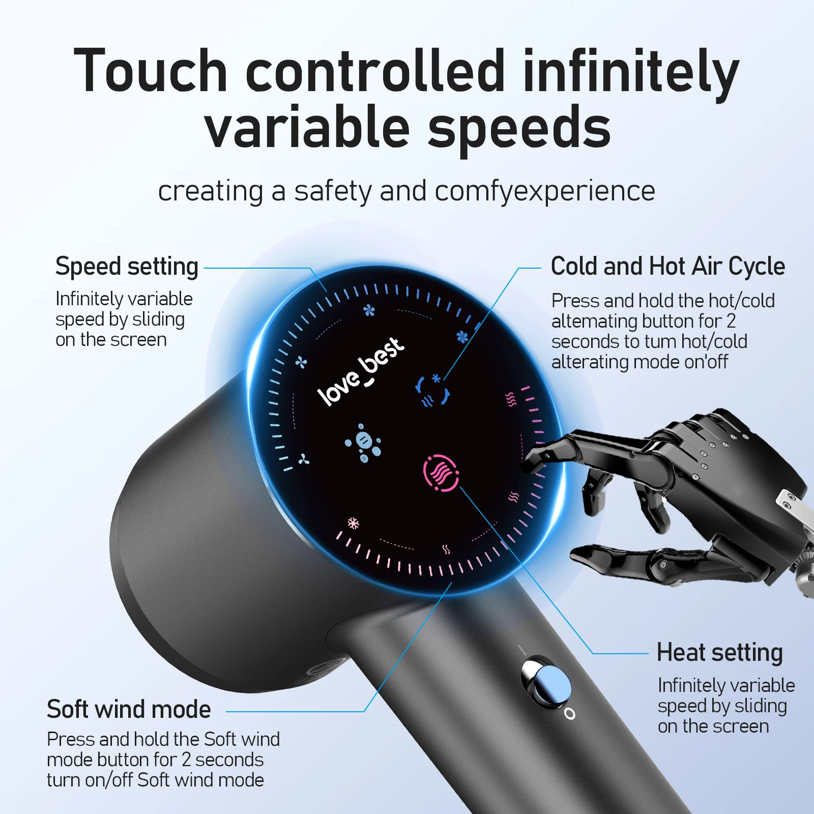 Love Best Professional High Speed  Hottest Blow Dryer for Effortless Beauty Styling  Fast Drying Lightweight Design