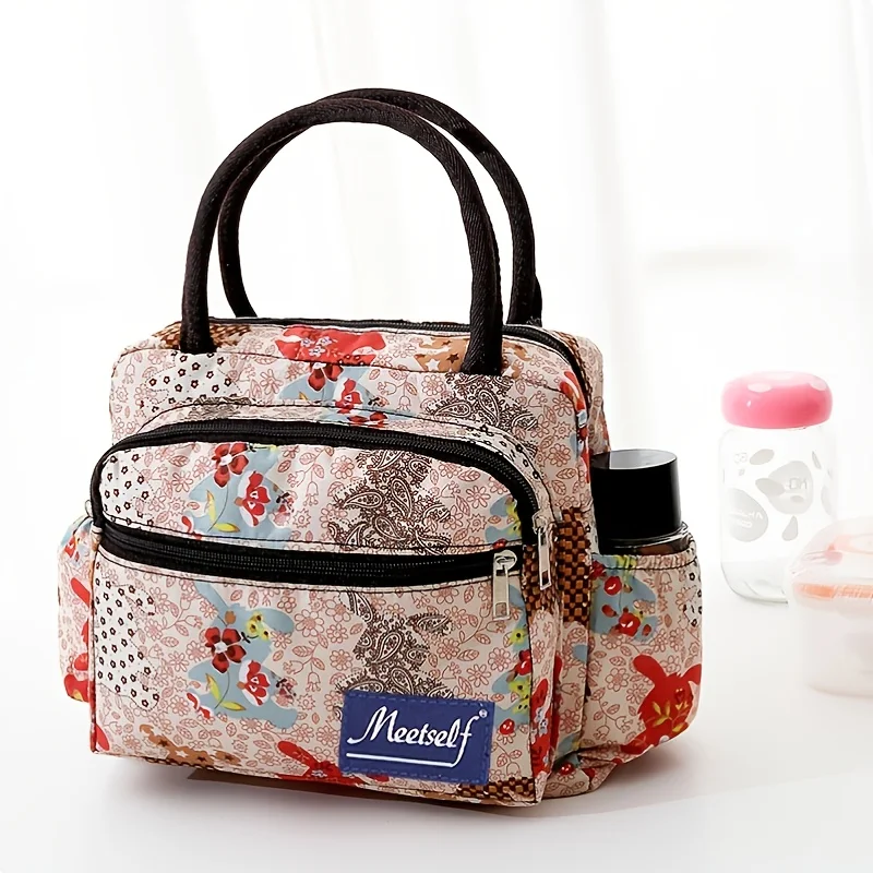 Women\'s bag Canvas handbag thickened waterproof bento bag Mommy small cloth bag Oxford cloth hand carrying mom bag lunch bag