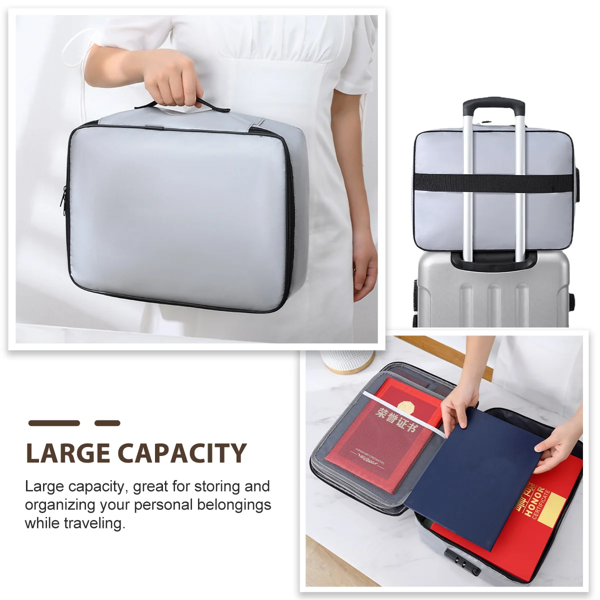 

ID Package Documents Bag Fireproof Bags Zipper with Lock Case Glass Fiber Multifunctional Storage File Organizer Travel