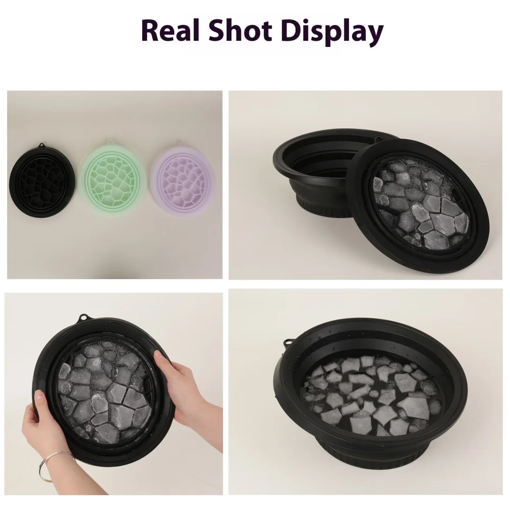 ซิลิโคนพับได้ Face Ice Bath ชามนํากลับมาใช้ใหม่พับอ่างล้างหน้าในครัวเรือน Ice Wash ชามห้องน้ํา Skin Care เครื่องมือ