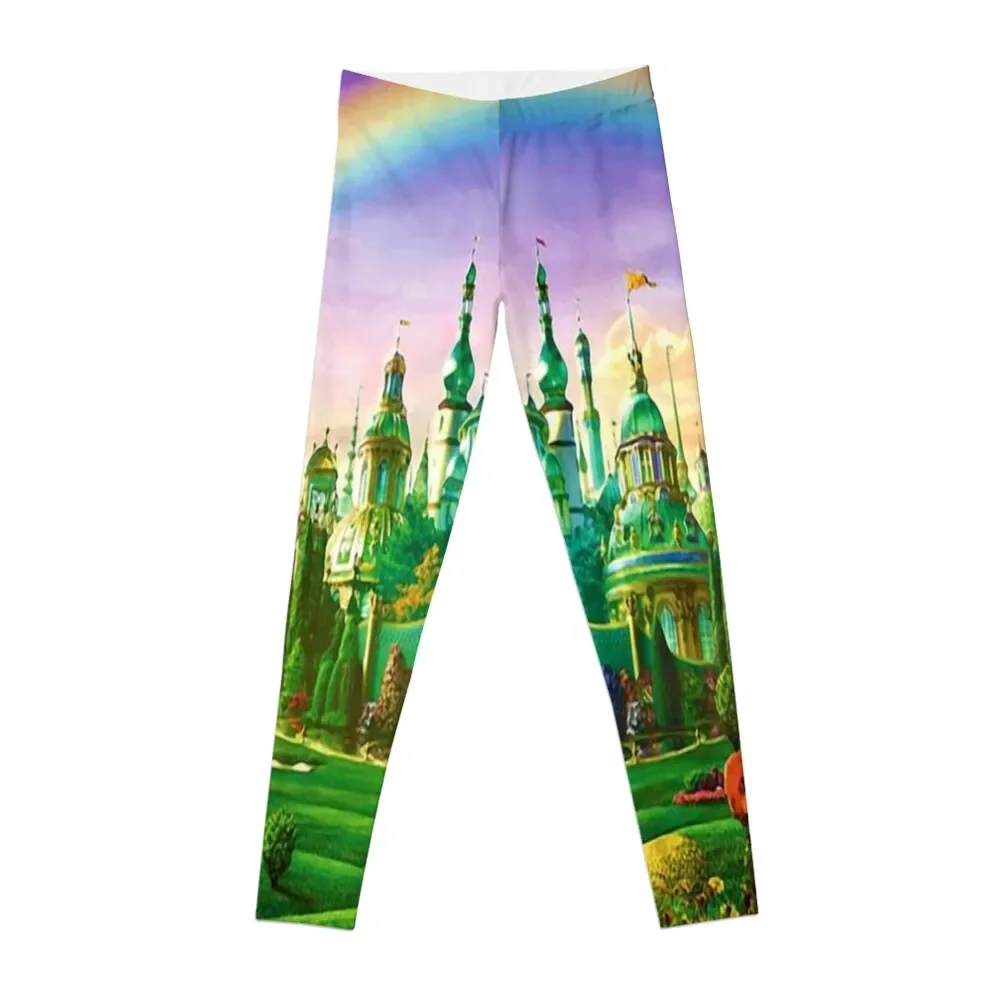 Cidade esmeralda-leggings femininas, arte digital, impressão de bruxo oz, misticladymáscara, leggings físicas