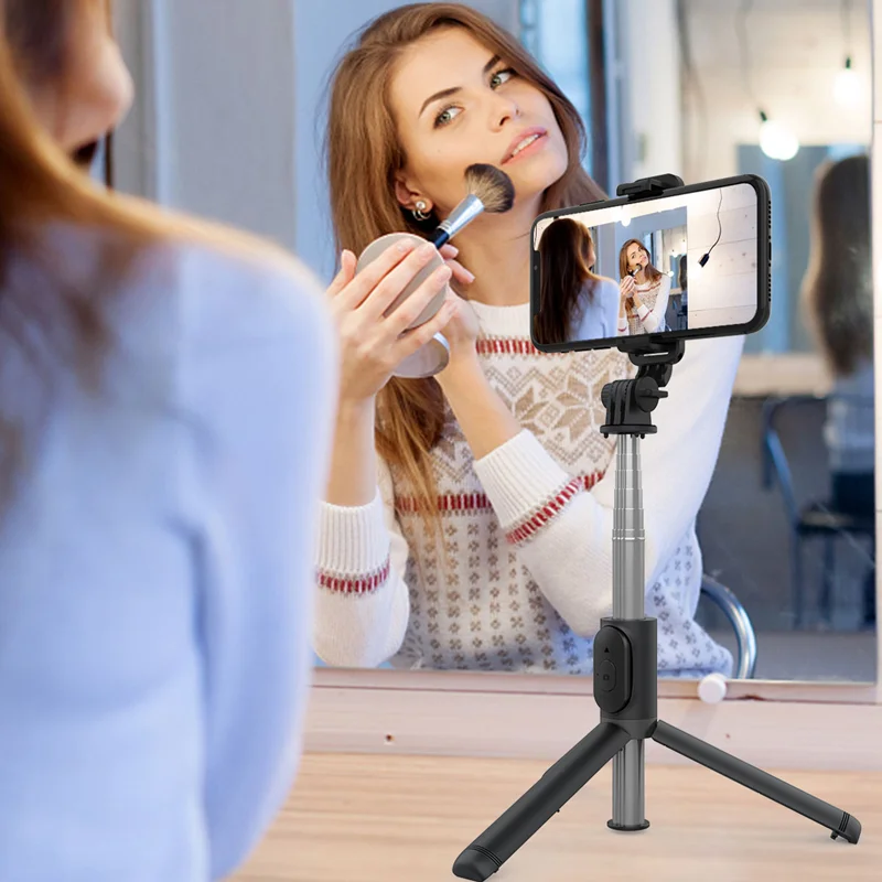Xiaomi بلوتوث التحكم عن بعد الهاتف Selfie عصا حامل الهاتف Led ملء الضوء تمديد ترايبود سماعة لاسلكية تعمل بالبلوتوث Selfie عصا