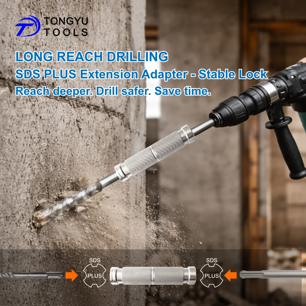 SDS Plus Extension Adapter,Plus-Lock Bridge Coupler with Optional Extension Shaft for Rotary Hammer Long Reach Drilling