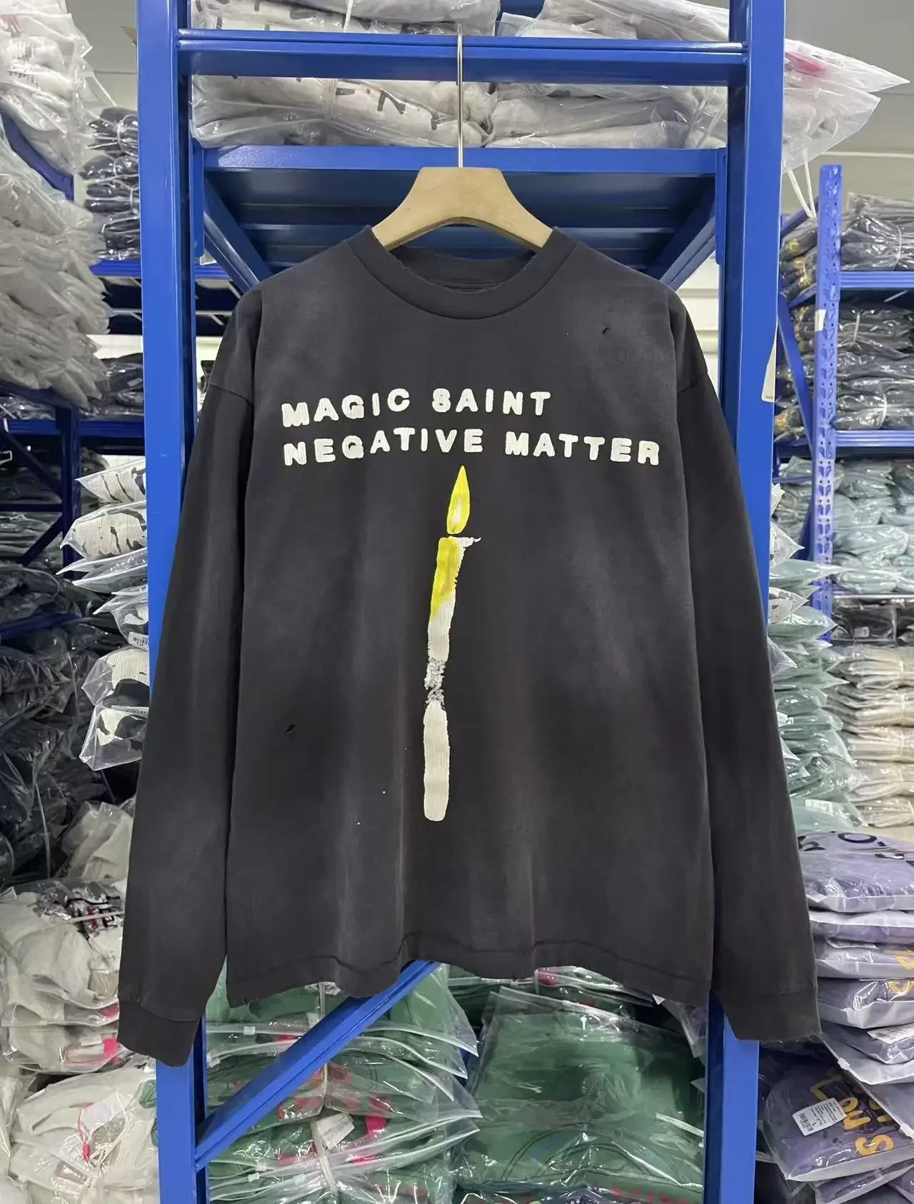 

Высокое качество, новая белая стираная футболка SSSSSAINT LOUIS LOUIS с длинным рукавом и принтом, модная мужская и женская хлопковая винтажная футболка в японском стиле