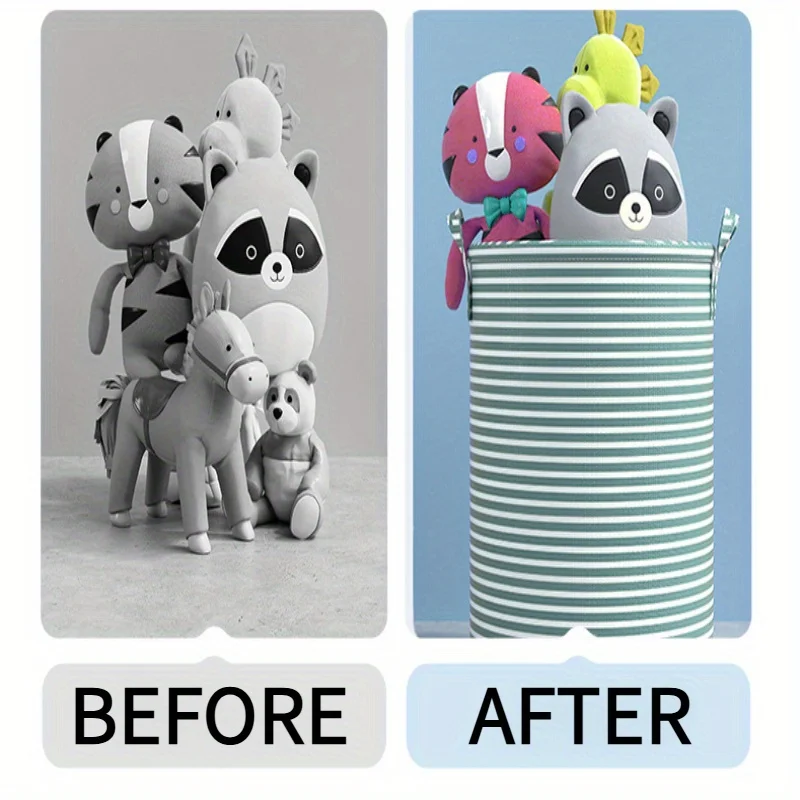 سلة غسيل مخططة بسيطة قابلة للطي، متعددة الاستخدام، منظم تخزين قابل للطي للحمام وغرفة النوم، ملابس المنزل، عبوة واحدة