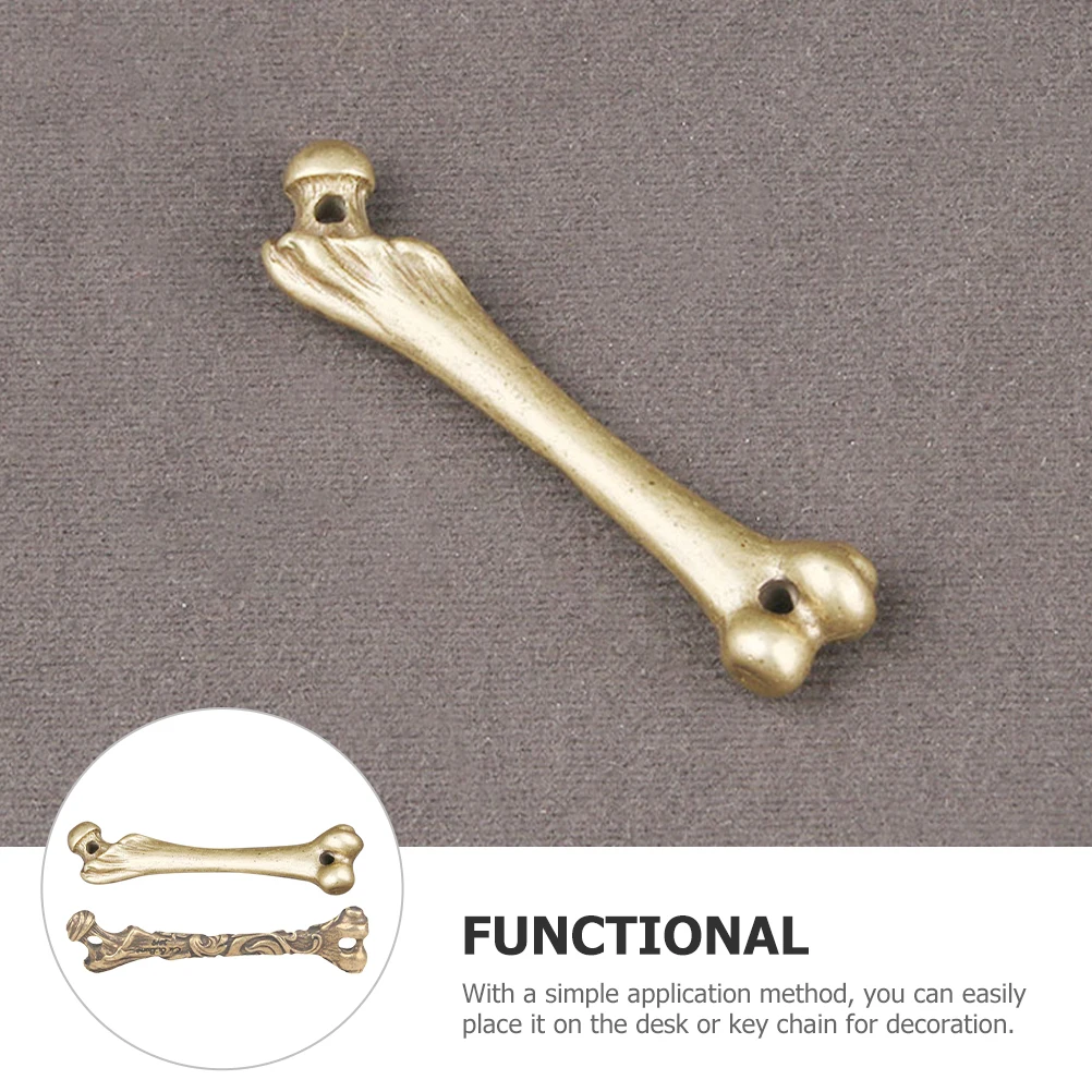 

2 Pcs Retro Brass Keychain Decorative Hanging Ornament Bone Charms DIY Pendant Craft Supplies Vintage Accessories Jewelry Making