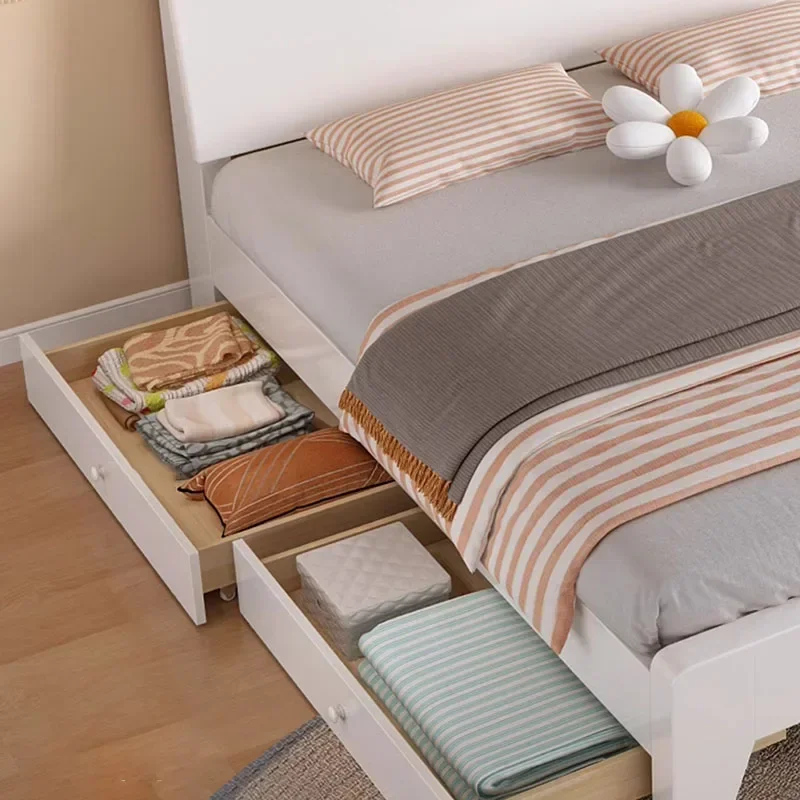 Fashionable Minimalist Bed Apartment Design Full Body White Designer Bed Ltalian Style Light Letto Richiudibile Home Furniture