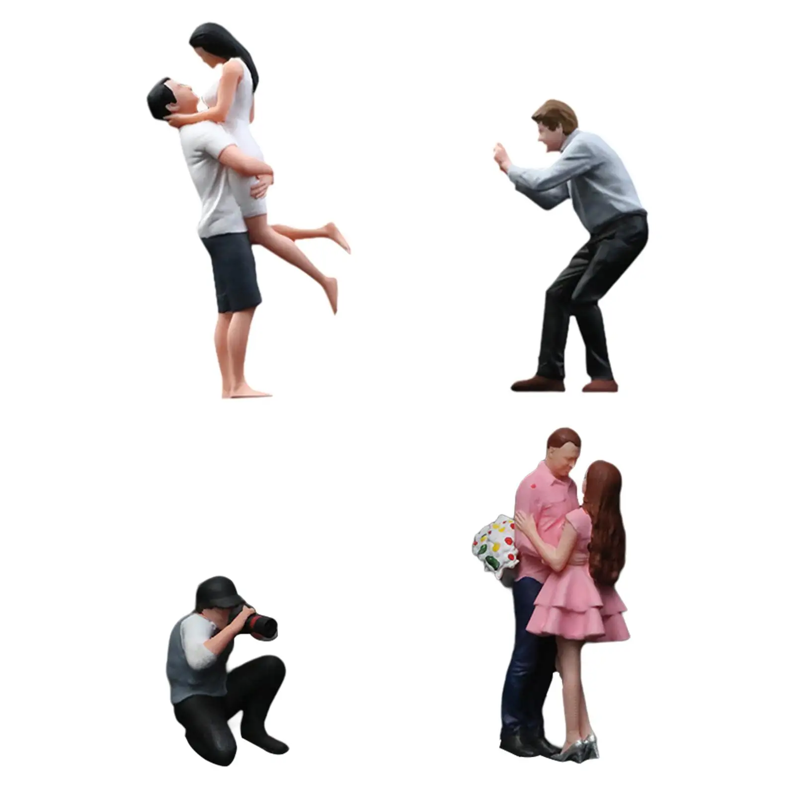 1/64 Schaal Mensen Beeldje Set Paar Fotograaf Figuren Diorama Beeldjes voor Fotografie Props