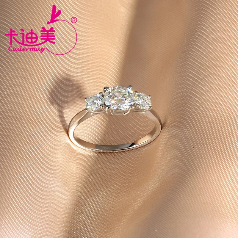 CADERMAY S925 Sterling Silver D Moissanite Ring For Women 3 Stone Diamond Ring 4mm 6.5mm Engagement Wedding Ring Gifts