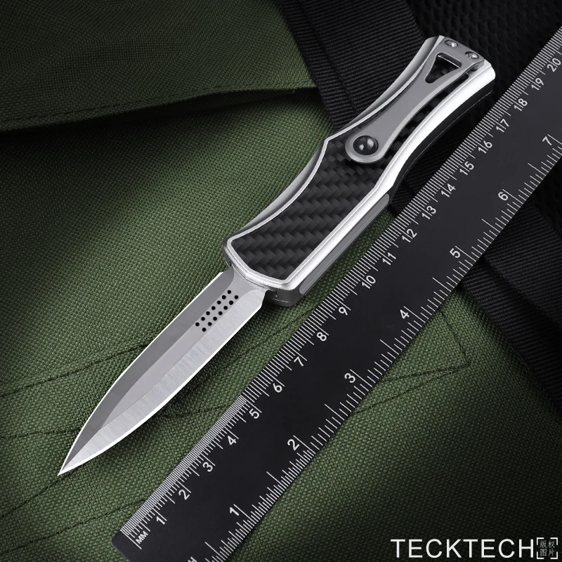 

Carbon Fiber Hera Goddess Knives MICRO OTF TECH Tactical Pocket Knife D2 Blade CNC Aluminum EDC Self Defense Combat Pocketknife