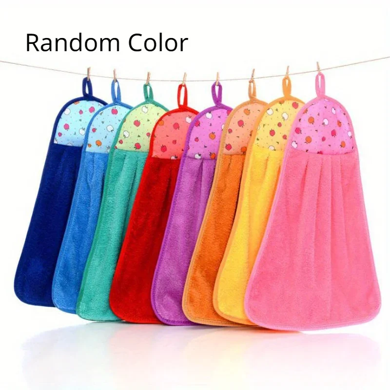 

1pcs Hand Towel Soft Absorbent Drying Towel Multifunctional Hanging Hand Drying Towel Household Cleaning Rag Bathroom Applies