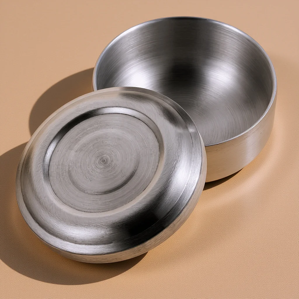 

Men Shaving Bowl Silver Stainless Steel Lid Lightweight Practical Convenient for Home Salon Shaving Cream Soap Bowl