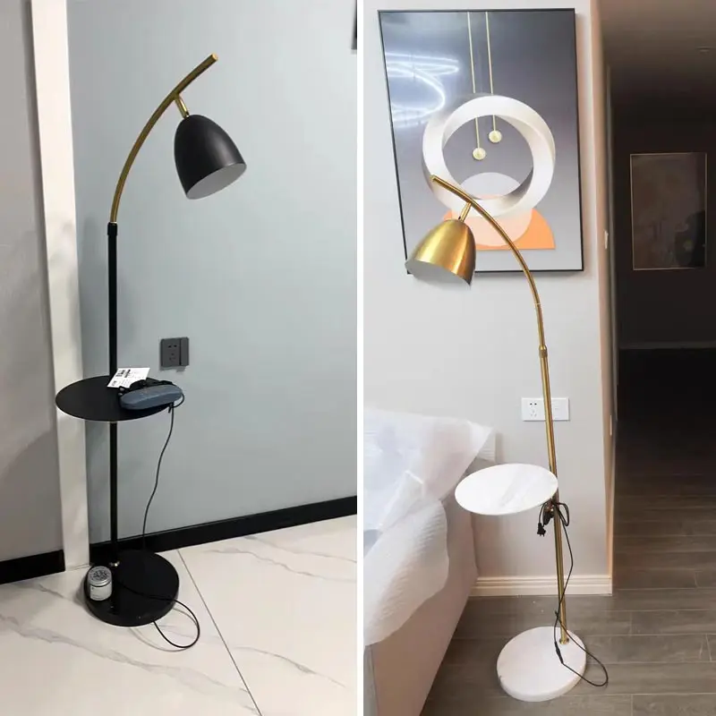 Living Room Led Floor Lamp Design Nordic Stand Light Home Decor Bedroom Bedside Sofa Lighting Fixture Fabric Lampshade Black