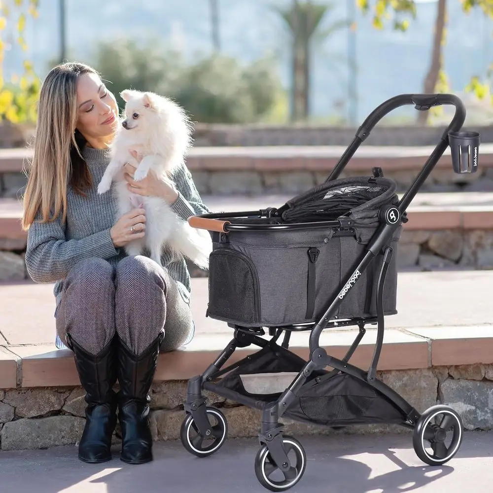 3-in-1 Foldable Pet Stroller - Lightweight, 180° Shade, Removable Carrier for Small Dogs & Cats (Black)