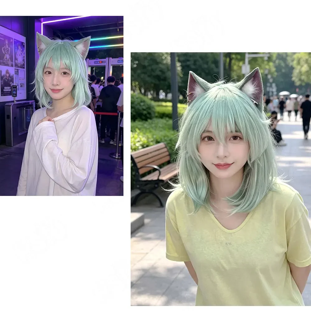 Sato Yaniko Cosplay Wig Mint Green Anime Cat Ears Synthetic Hair Heat Resistant Wigs for Women Party Halloween Roleplay view 3