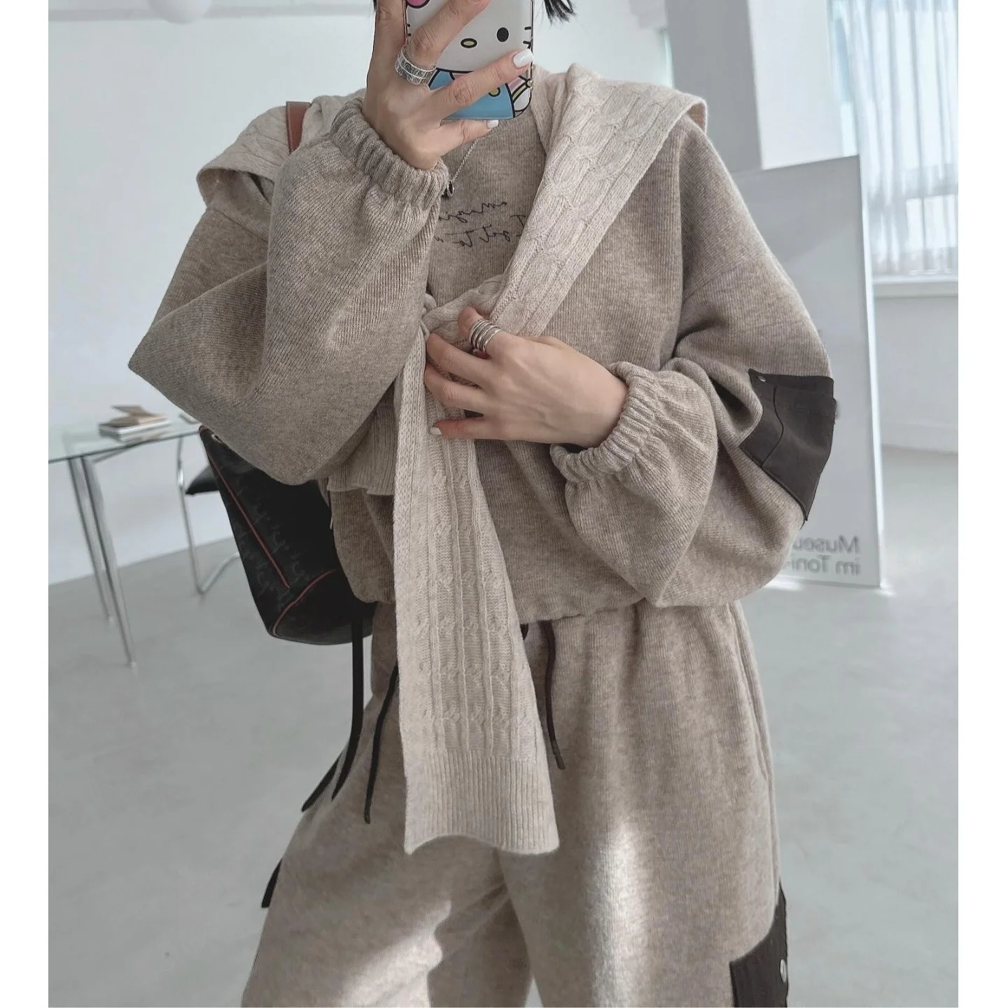 Retro Chic Lange Sve Sweatshirt Hoge Taille Broek Set Koreaanse Sle Herfst Winter Faion Streetwear Casual Comfortabel