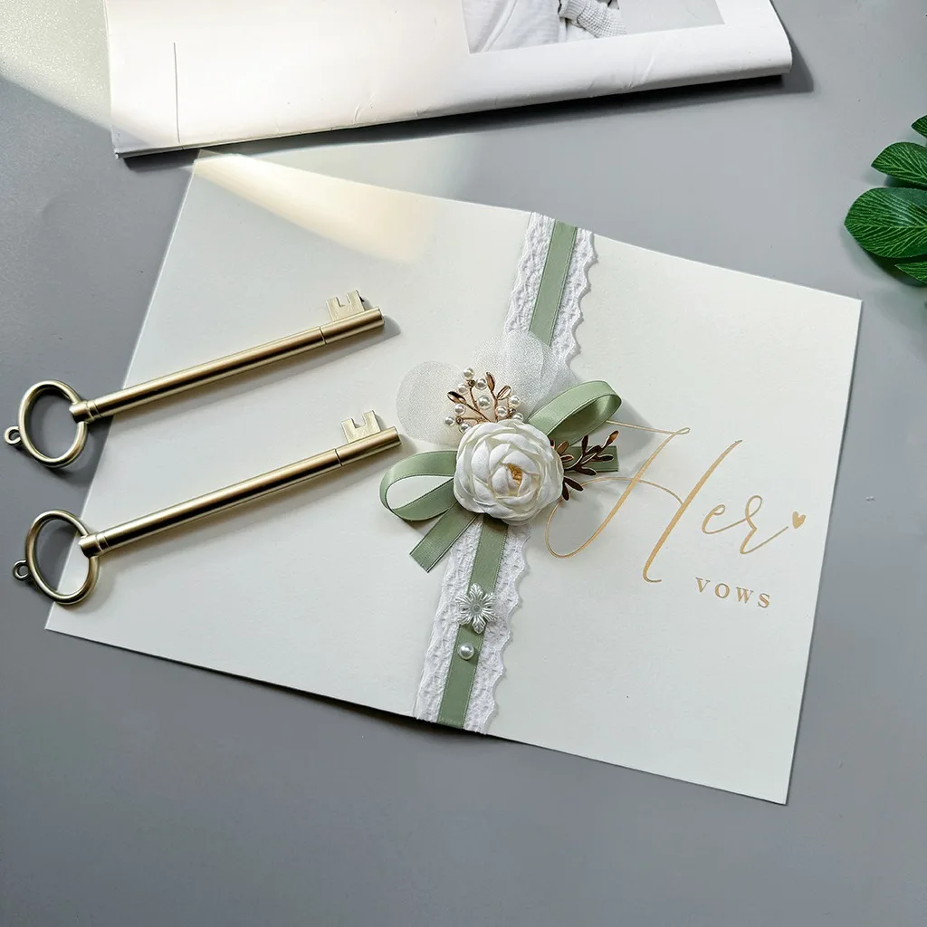 2Pcs Wedding Vow Book Senior Greeting Card Bride and Groom Oath Cards Wedding Gifts Decoration