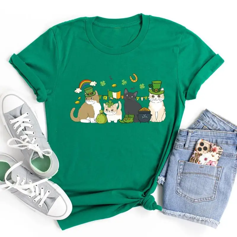 Camiseta de gatos del Día de San Patricio, divertido Cuet irlandés, CaT Patty's para propietario