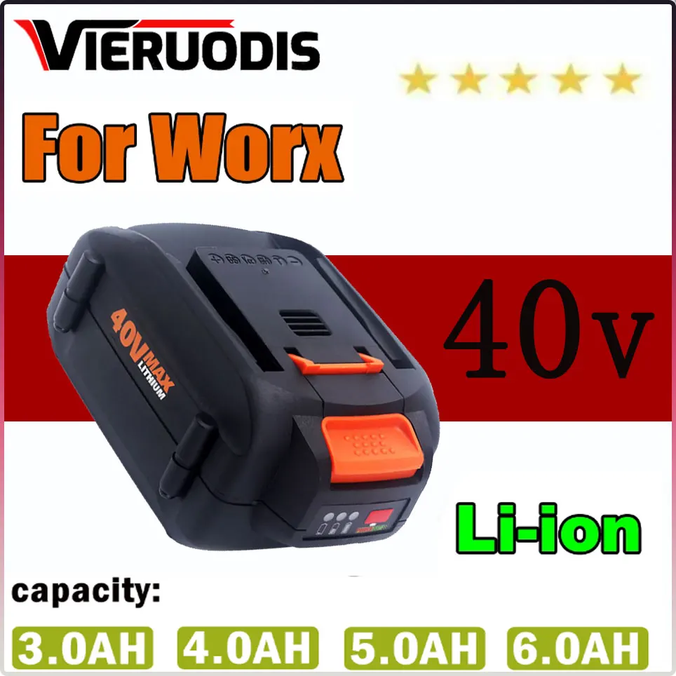 

For WORX New 40V 3.0AH/4.0AH/5.0AH/6.0AH Replaceable Lithium-Ion Battery WA3580