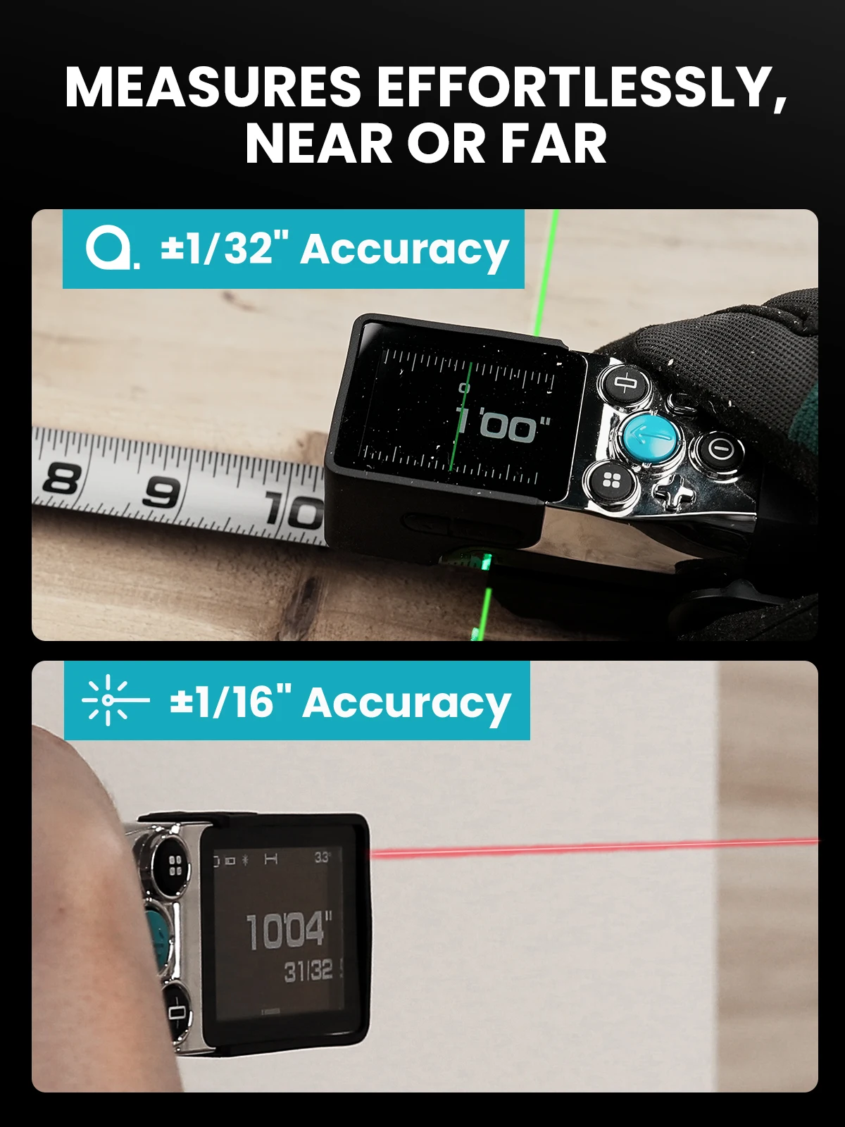 MILESEEY XTAPE1 Laser Tape Measure ,100M Laser Rangefinder with Professional Accurate ±1/32” ,Replaceable Blades Modular