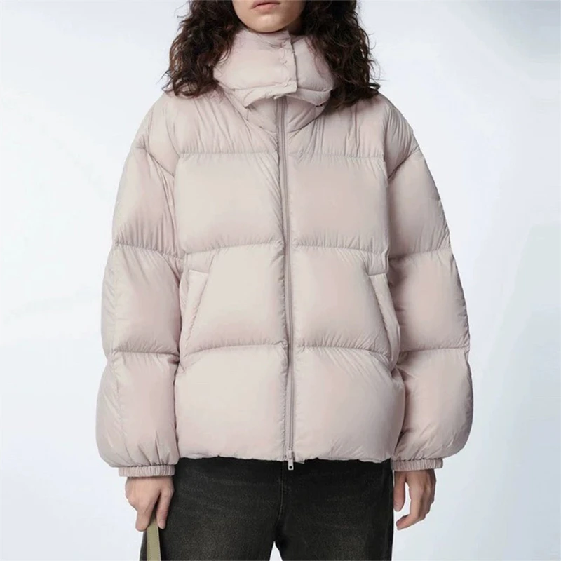 2024 winter new women\'s fashion thick warm white duck down short bread coat y2k high quality casual hooded down jacket traf