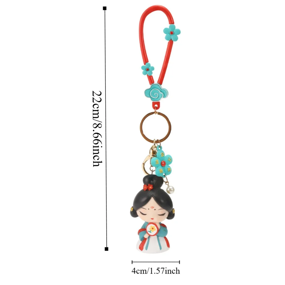 Sweet Silicone Rubber Chinese Style Keychain Decoration Ornaments Cartoon Dolls Pendant Bag Hanging Car Key Ring Gifts