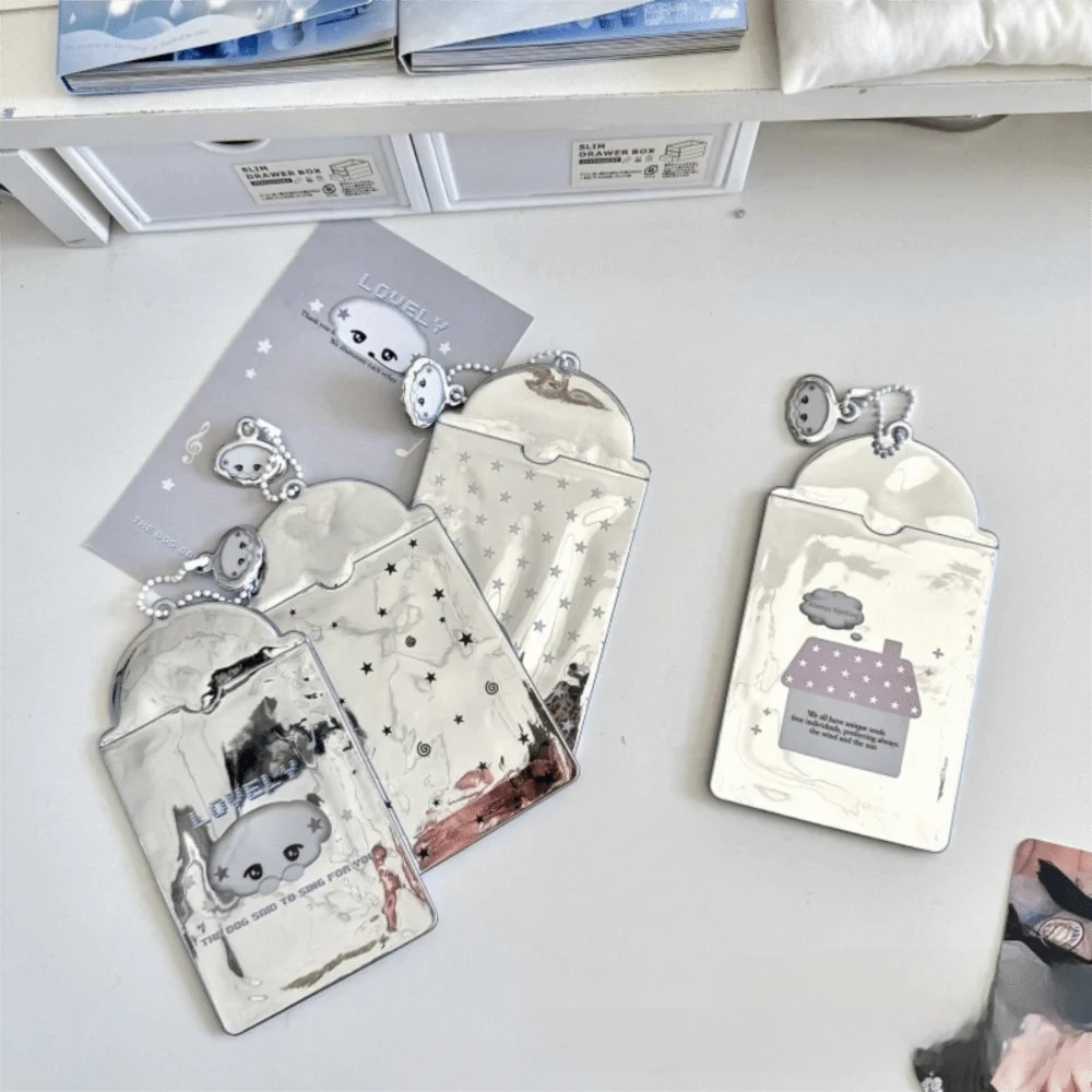 New 3 Inch Kpop Photocard Holder Picture Display Pendant Idol Photo Frame PVC Silver Card Holder