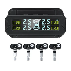 Auto Backlight Lcd Display Bandenspanning Monitoring Systeem Draadloze Zonne-Energie Tpms Met 5 Alarmmodi 4 Sensoren 0-67 Psi