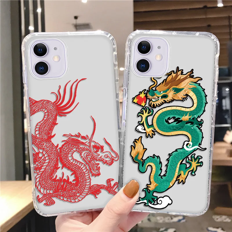 สำหรับ Iphone กรณีหรูหรา13 Pro Max 12 11 14 XS XR X 7 8 6 6S Plus SE 2 3 Mini กรณีการ์ตูนมังกรกล้องฝาครอบ Coque