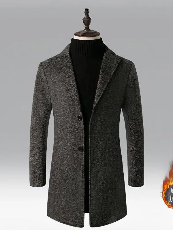 

Men's Autumn Winter Woolen Jaet Slim Fit Mid-Length Coat Sli Casual Outerwear Coat with Detachable Inner Vest