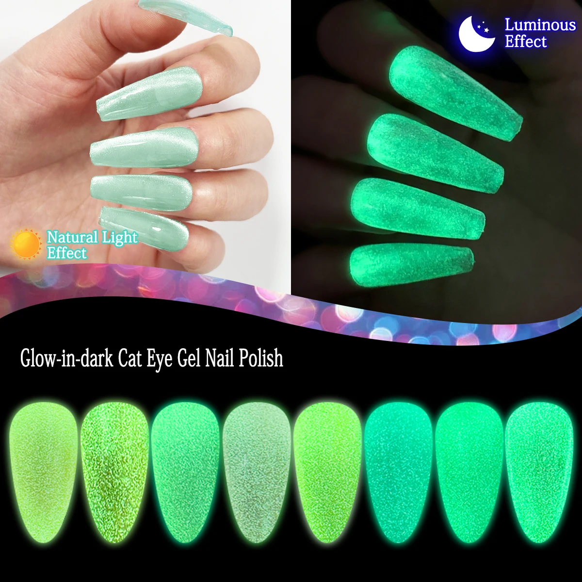 ยาทาเล็บเรืองแสงในที่มืด Groillim สีลูกกวาดสดใส ติดทนนาน ความเรืองแสงสูง สีเข้มข้น / สำหรับตกแต่งเล็บด้วยไฟ LED