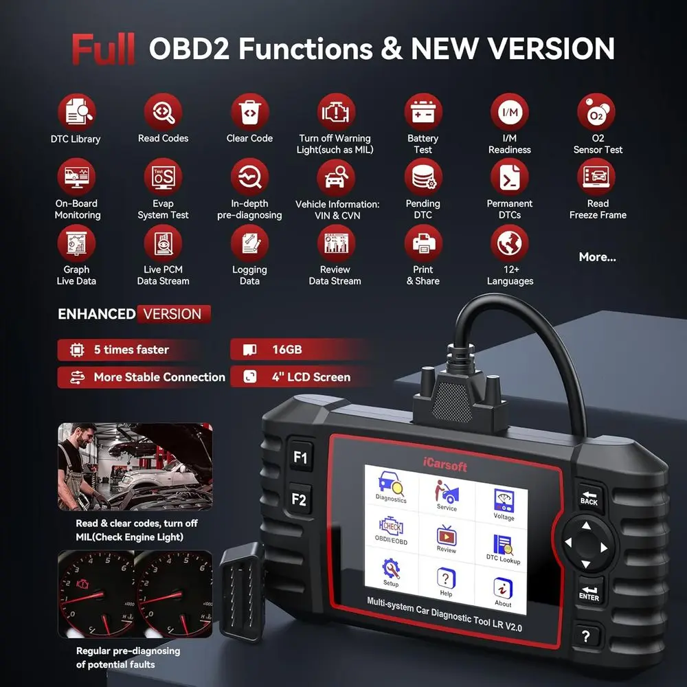 Ferramenta de digitalização de carro ver aprimorada lr v2.0 para land rover/jaguar e benz/sprinter/smart, todos os sistemas de diagnóstico em profundidade 2 scanner