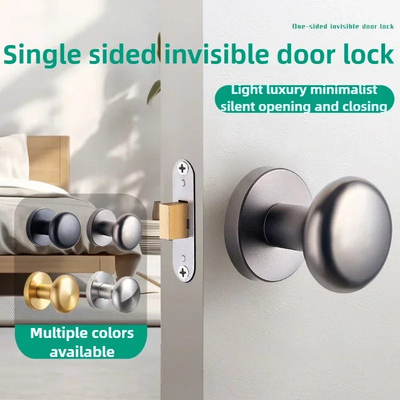 New 2026 Hidden Round Lock Household Door Single-sided Silent Keyless  Zinc Alloy Invisible Door Lock Bedroom Background Wal