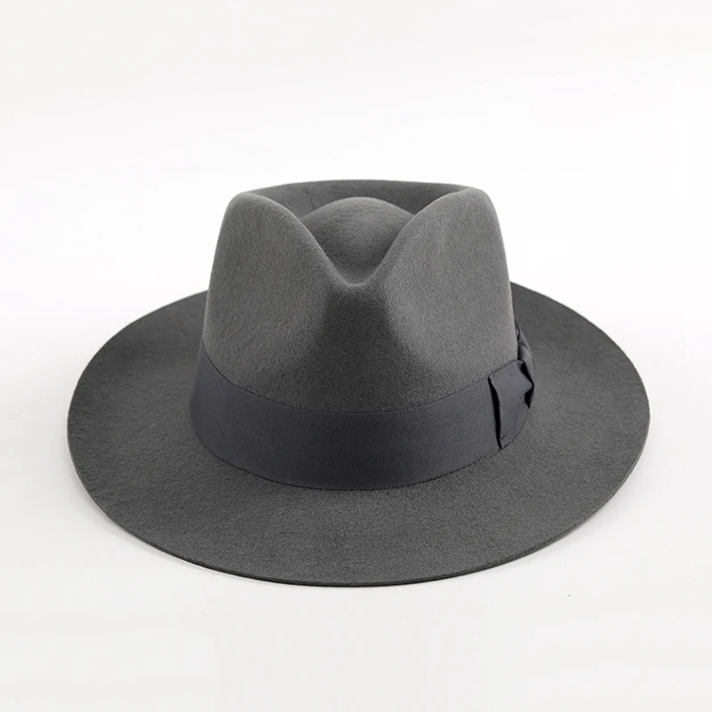 New British 100% Wool Felt Hat Men Fedora Big Size Raw Edge Brim Satin Lined Gangster Hat Premium Quality