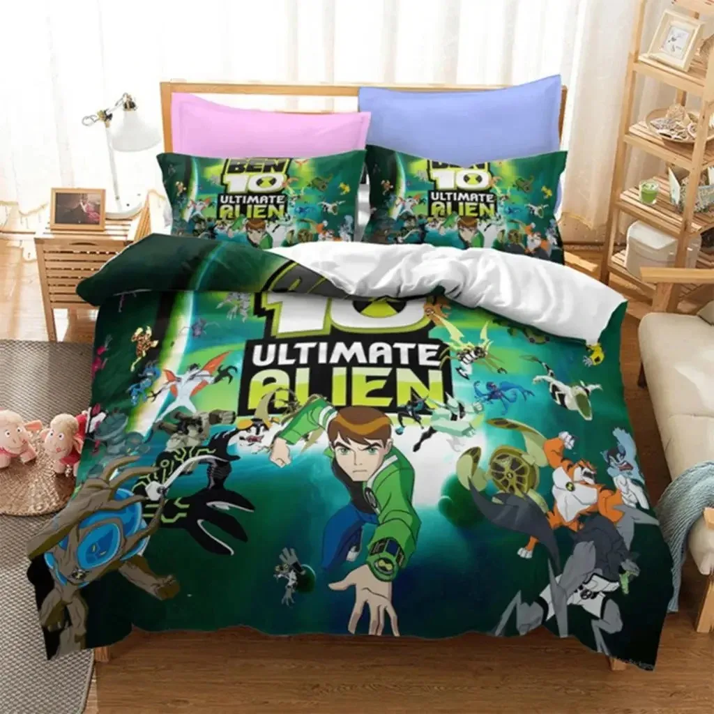 

Ben Alien Force 3D Kids Bedding Set Home Cartoon Print Duvet Cover with Pillowcase, Boy's Room Bedroom Decoration 135x200cm