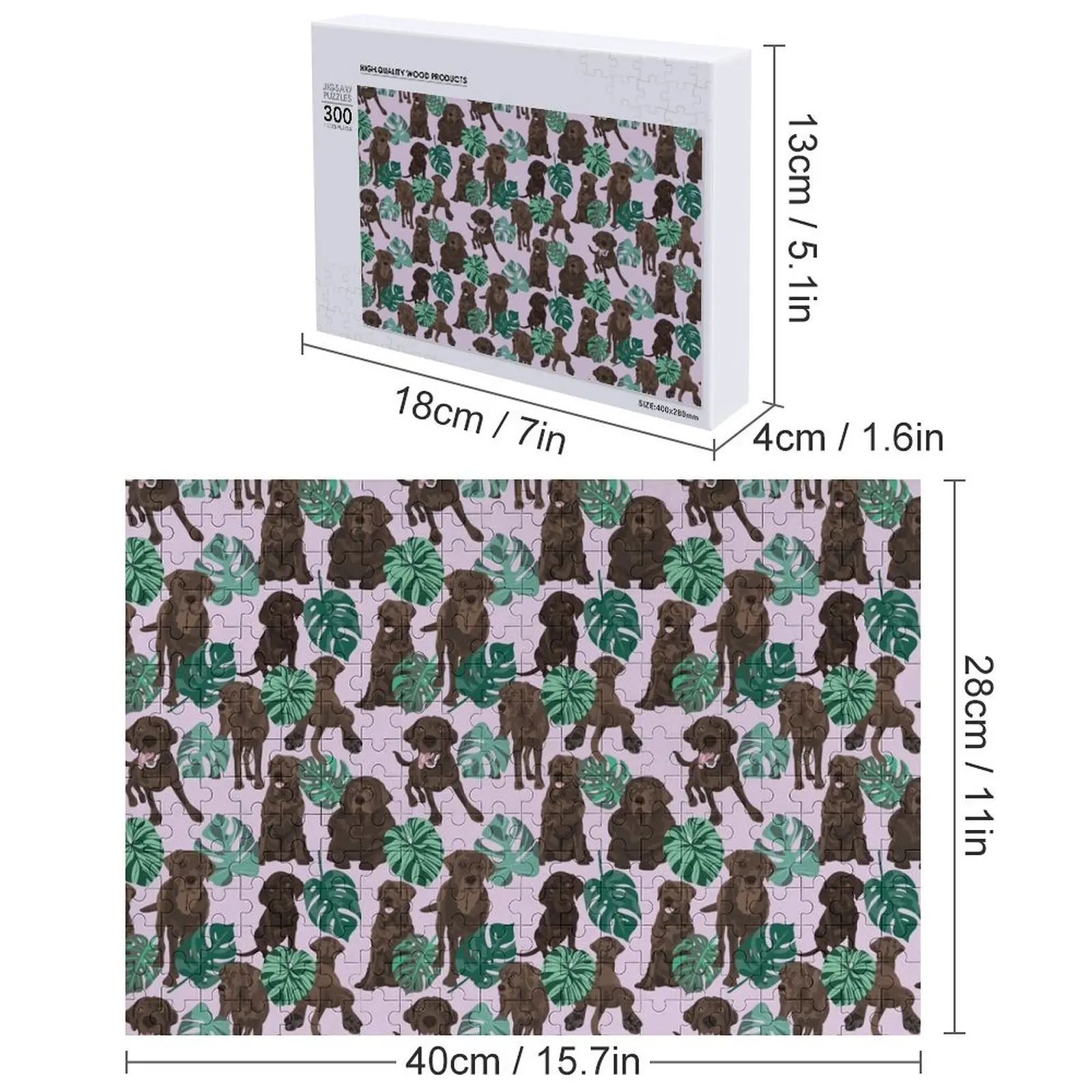 Chocolade Labrador tropische puzzel foto aangepaste houten naam gepersonaliseerde foto cadeau puzzel