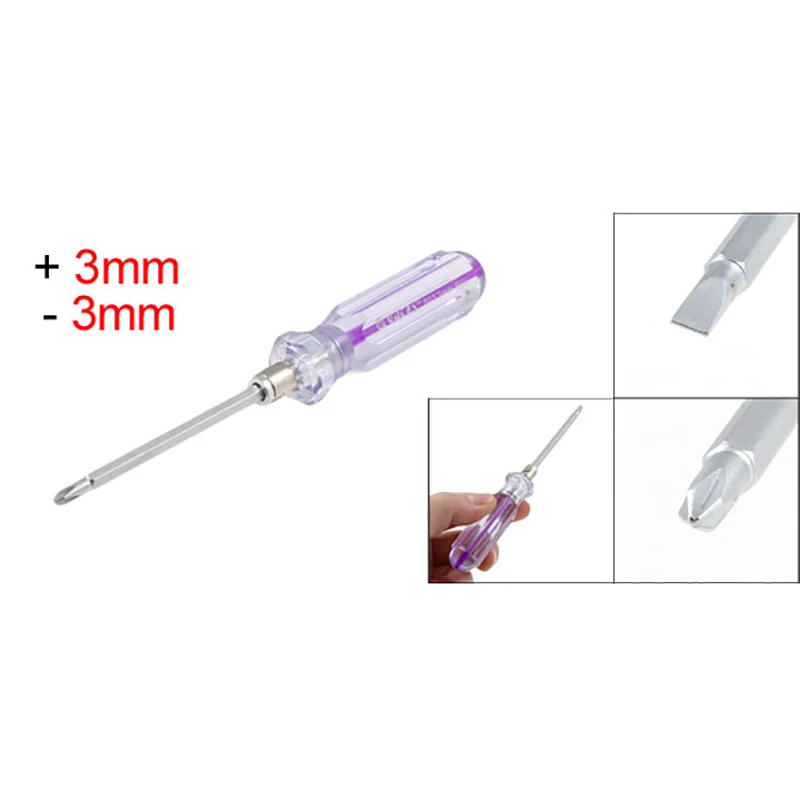 UXCELL 1Pcs 3mm Tips Slotted Phillips Screwdriver 2 Way Slotted Cross Head Screwdriver Set Plastic Handle 132mm Long Hand Tools