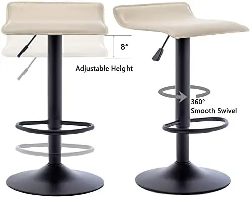 Vogue Direct-Tabouret de Bar à Piste Réglable en Cuir PU, Fauteuil à Coussin Moderne, Dos aux, Comptoir de Cuisine, Chaise Recommandée pour Salle à Manger