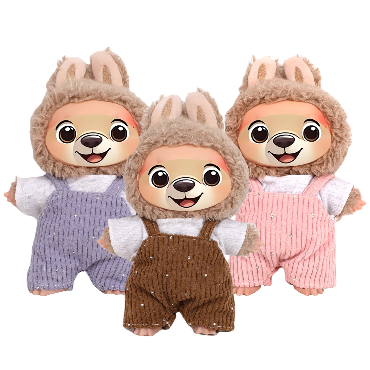 Cute Mini Clothes Set For 17cm Labuabu Dolls New design T-shirt+overalls two-piece Clothing Set For V1 V2 Labuabu Girl Dolls Toy