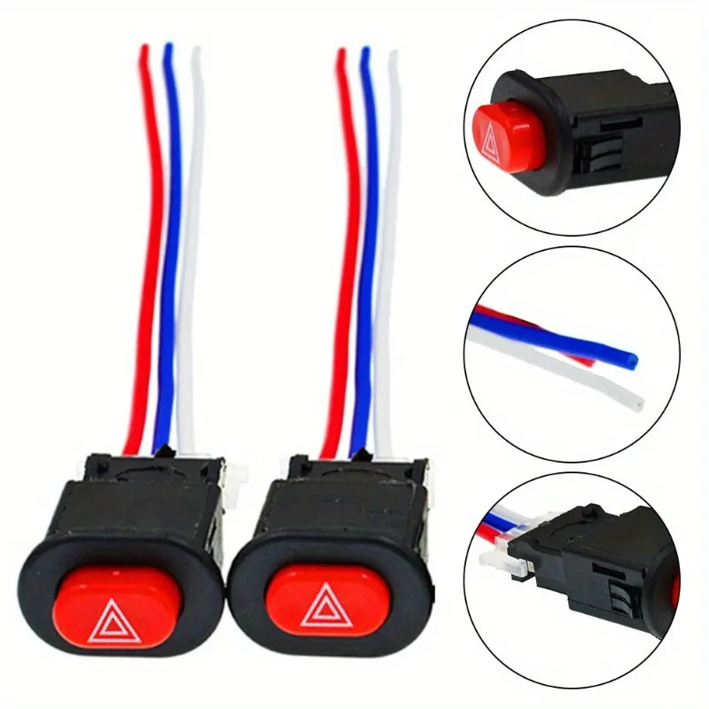 1/2 Piezas Interruptor de Doble Destello para Motocicleta, Botón de Luces de Emergencia, Intermitente, Lámpara de Señalización de Emergencia
