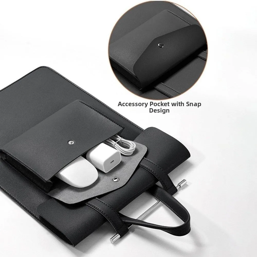 Large Capacity Laptop Sleeve Bag PU Leather Waterproof Notebook Case Pouch Bag Shockproof 13 inch Computer Storage Bag