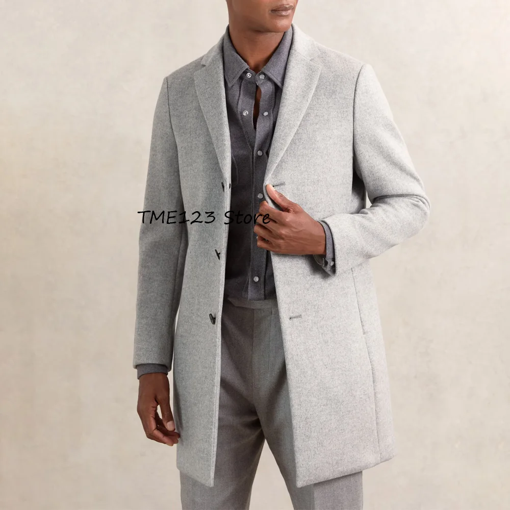 

Мужское социальное пальто, пиджаки средней длины для мужчин, куртки высокого качества с зубчатыми лацканами, три пуговицы, шерстяная ткань, модная повседневная одежда