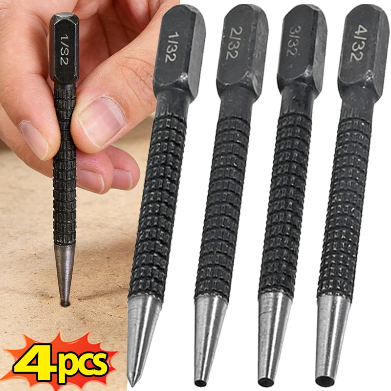 

Набор из 4 черных металлических центрирующих пробойников для сверления, цилиндрических штифтов для разметки, инструментов для сверления и аксессуаров для маркировки