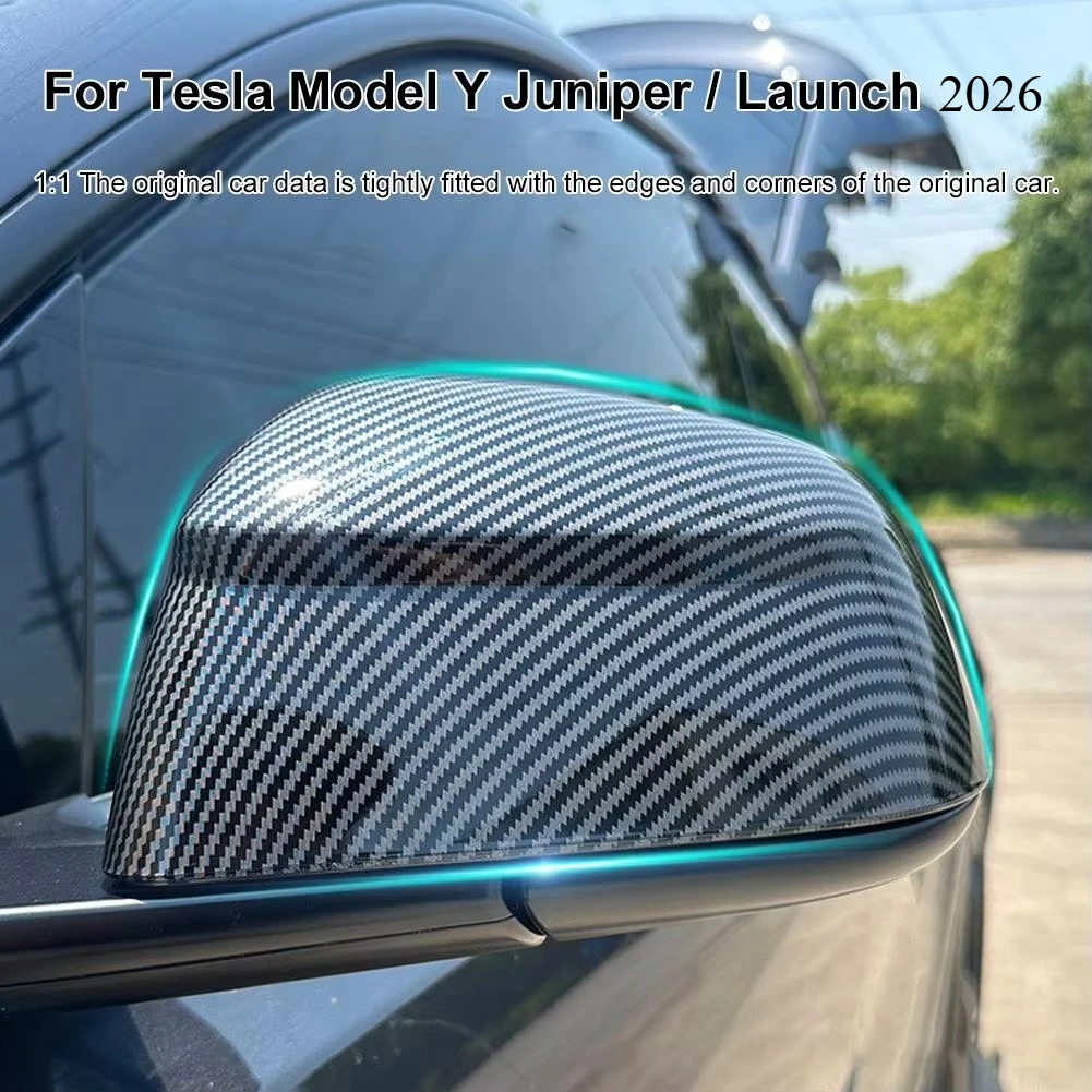 Real Carbon Fiber Rear View Mirrors Cover For Tesla Model Y Launch 2026+ Juniper 2026 Side Door Rearview Mirror Cover